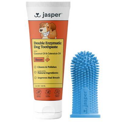 Dog Toothbrush Kit:  360º Pet Finger Toothbrush + 2oz Toothpaste