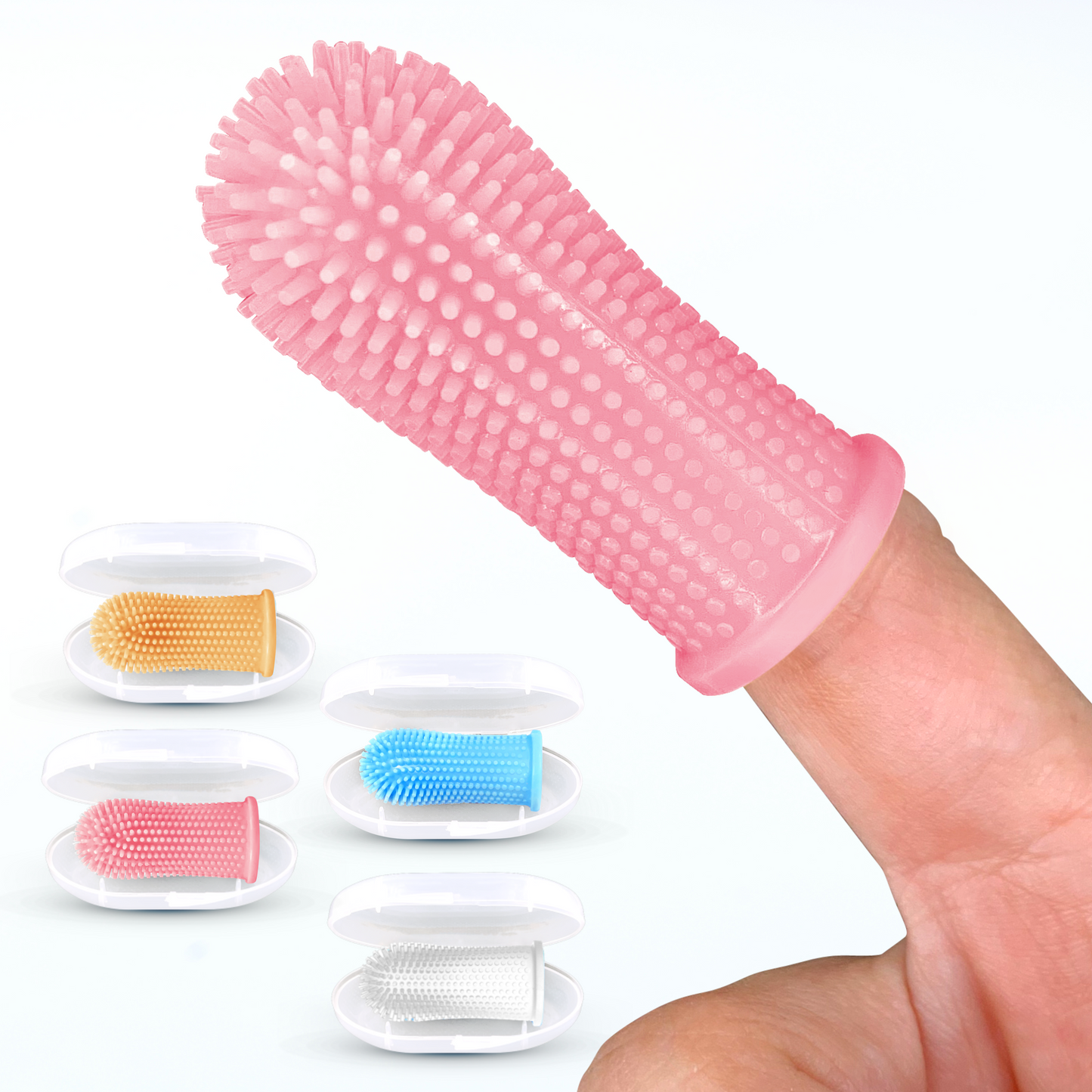 Jasper® 360º Pet Finger Toothbrush, 4-Pack Neon