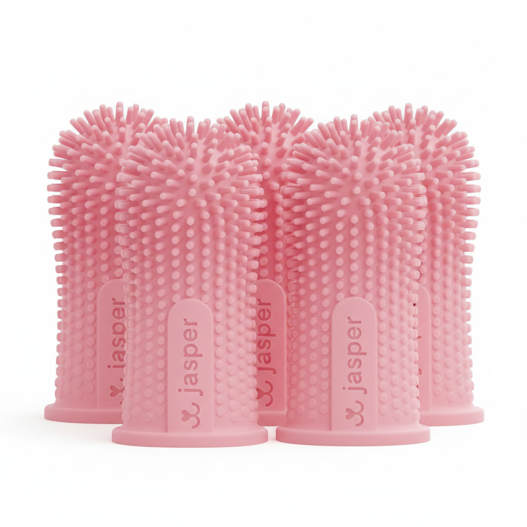 Four Pink Finger Toothbrushes