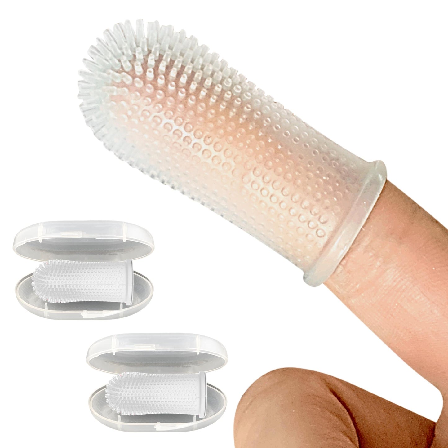 Jasper® 360º Pet Finger Toothbrush, 2-Pack Clear