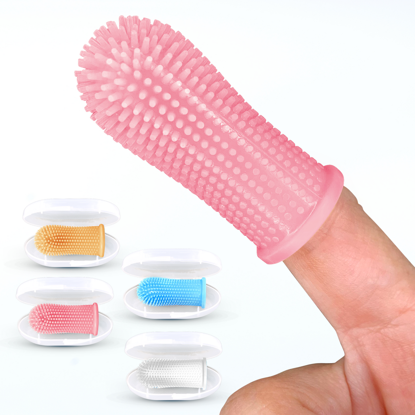 Jasper® 360º Pet Finger Toothbrush, 4-Pack Multi-Colors