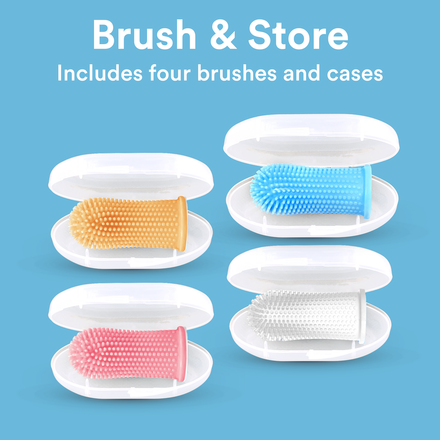 Jasper® 360º Pet Finger Toothbrush, 4-Pack Multi-Colors